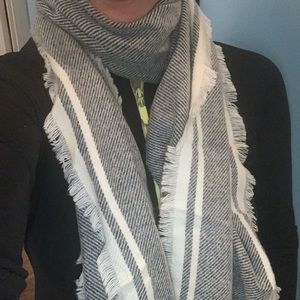 Grey, black and white soft scarf